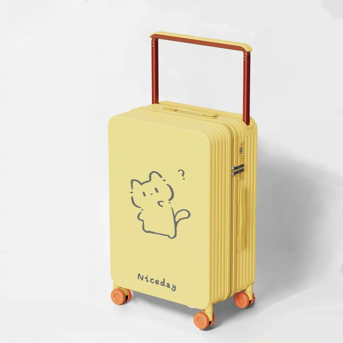 nouvelle valise large centrée 2026 pour femme avec roues silencieuses pivotantes, bagage de voyage mignon pour étudiants, bagage à main 24/26 pouces