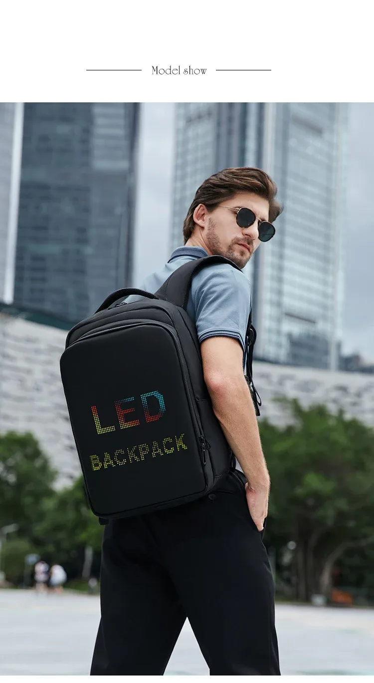 infeylay – sac à dos avec écran d'affichage led pour homme et femme, accessoire intelligent pour affaires, école et outils multimédia, outil de diy