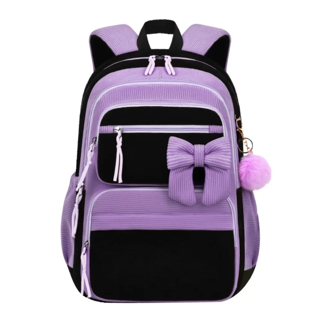 sac dos velours cotelé cerises beige grande capacité casual étudiant set trois pièces école voyage