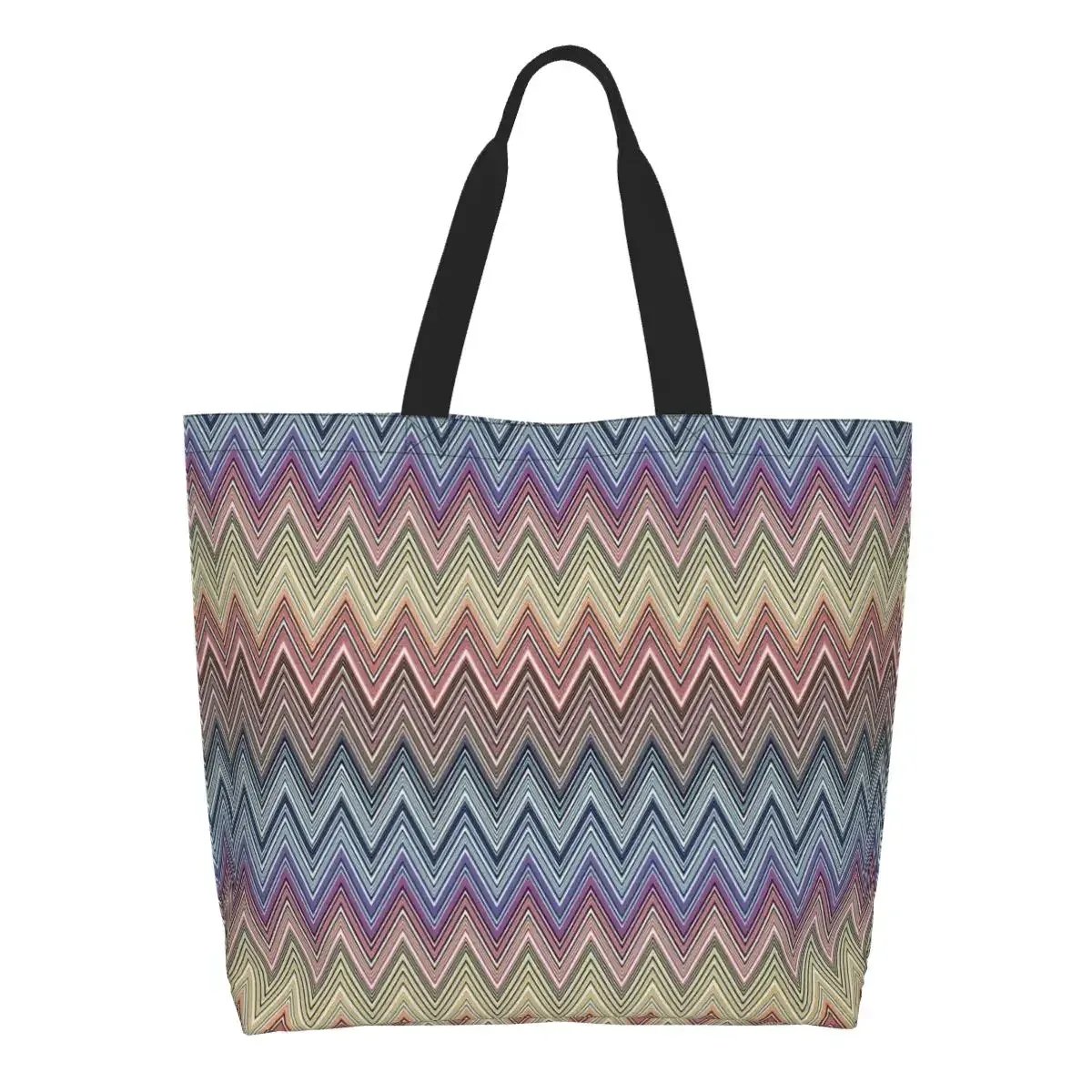 sac fourre-tout personnalisé coloré à motif zig-zag pour la maison, sac de courses en toile bohème géométrique à motif zig-zag, sac à bandoulière pour les courses