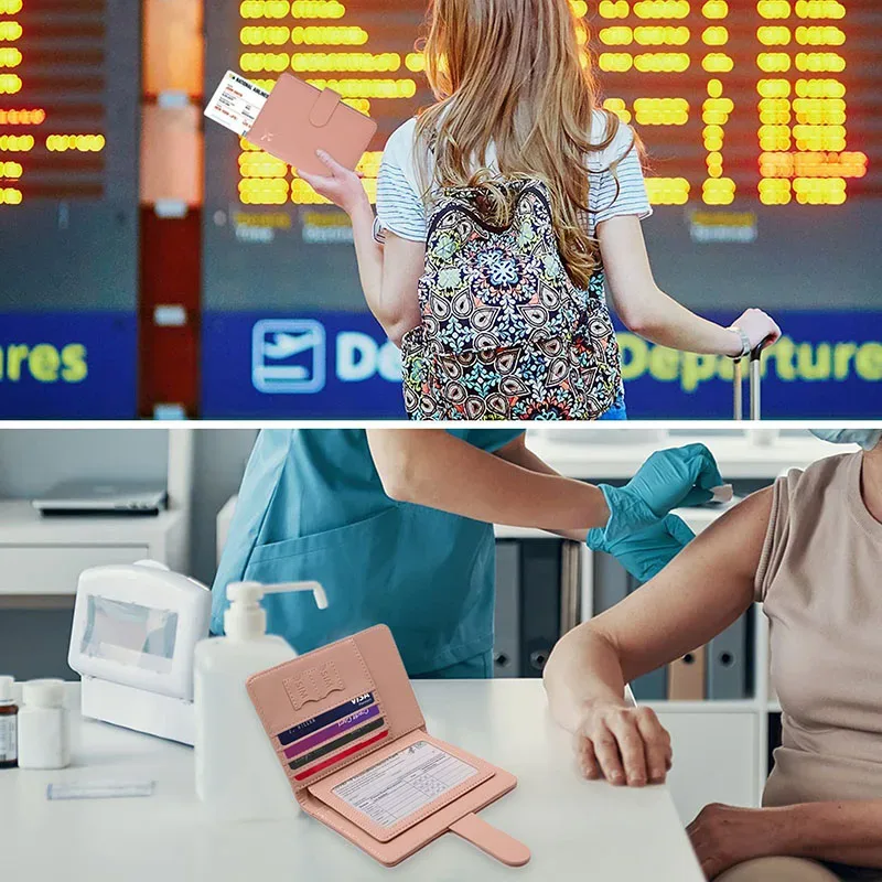porte-passeport en cuir couvre étui étanche voyage carte de crédit portefeuille mignon passeport livre pour femmes/hommes boucle passeport couverture