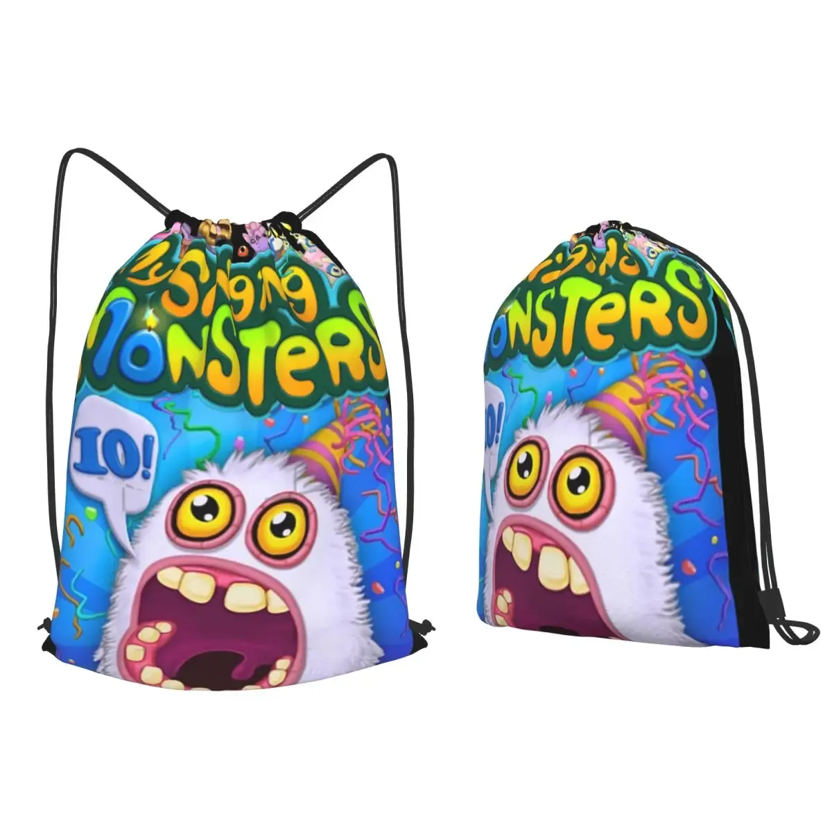 wubbox my singing monsters sacs à dos multifonctions avec cordon de serrage, sacs de sport, sacs à livres pour hommes, femmes, étudiants