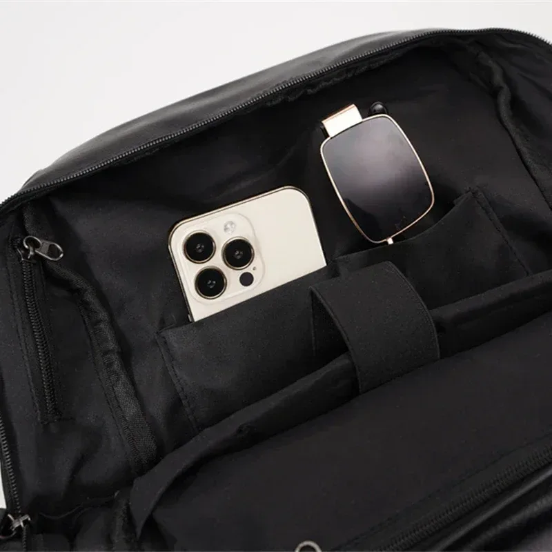 sac à dos rétro en cuir pu souple pour hommes, sac d'ordinateur, sac de voyage, de camping, de mode, pour étudiants, sacs d'école