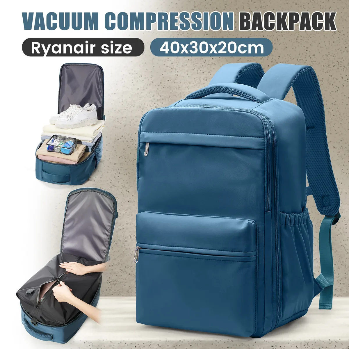 sac à dos de voyage ryanair 40x30x20, sac à dos à compression sous vide, sac de cabine wizzair, sac de voyage pour ordinateur portable 15,6 pouces, sac de rangement, cartable