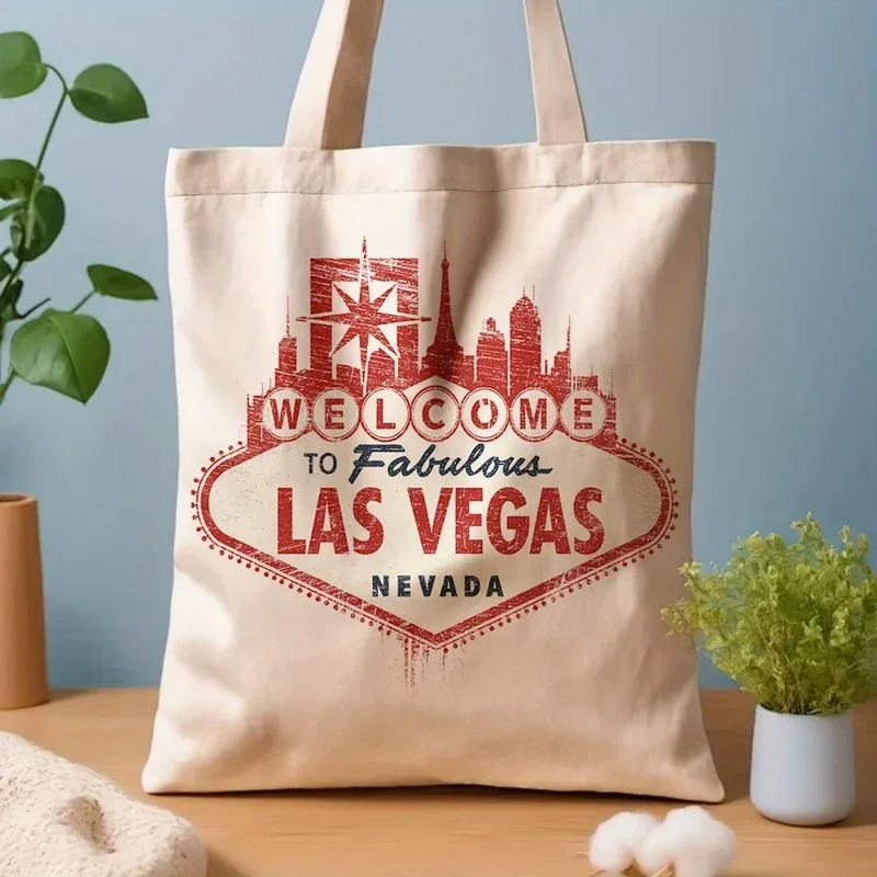 sac fourre-tout en toile 1las vegas skyline, sac de courses réutilisable, adapté à un usage quotidien, aux déplacements, aux voyages et aux cadeaux, sac de courses réutilisable