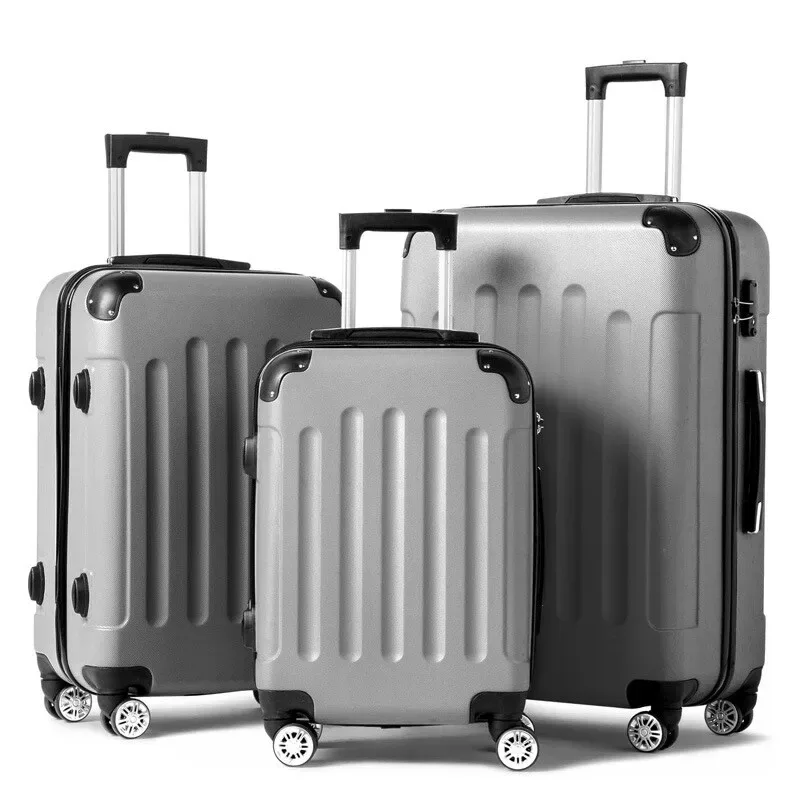 valise bagage abs plastique lignes verticales roues poignées motif voyage famille gris noir violet bleu rose