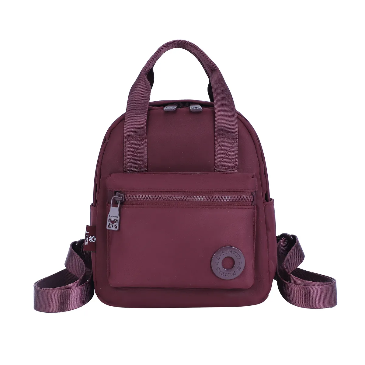sac à main en nylon décontracté pour voyage, sac bandoulière léger multi-couches, sac à dos unisexe respirant avec sangle d'épaule, couleur unie