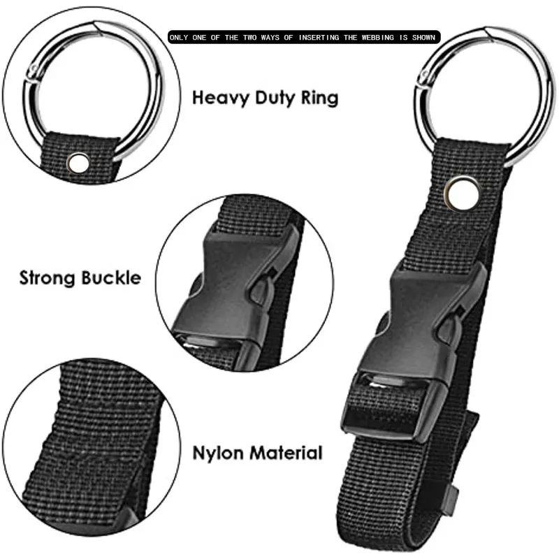ceinture sécurité nylon boucle anneau métal antivol voyage sac dos veste pince robe randonnée chaîne sangle bleu noir