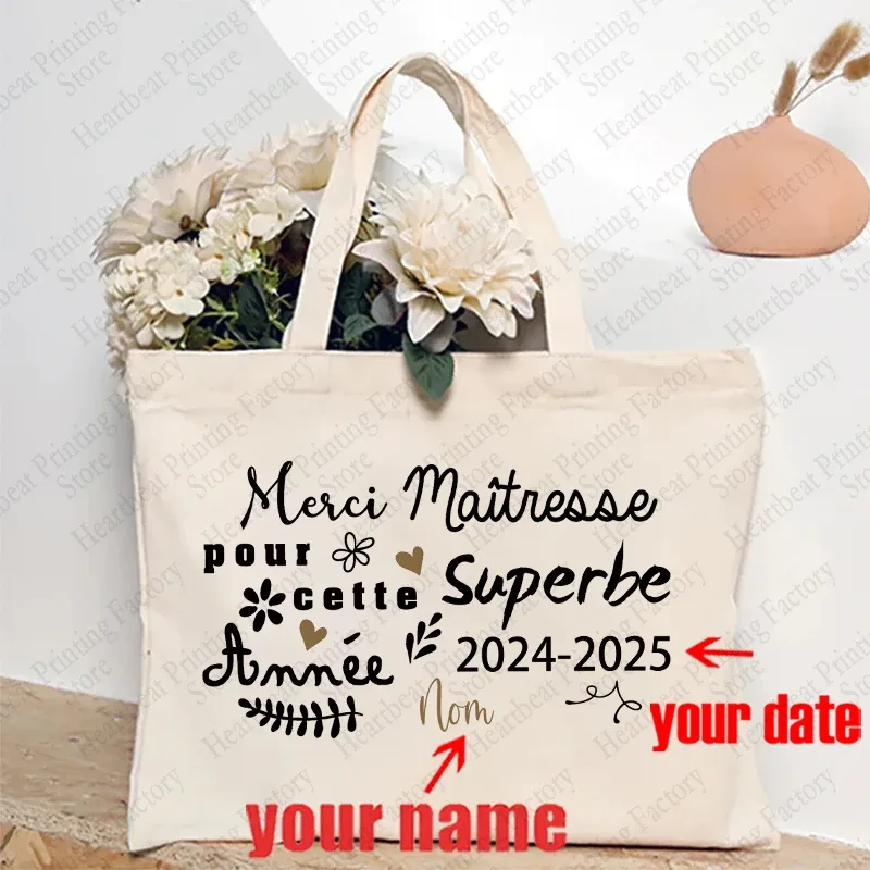 sac fourre-tout d'appréciation floral personnalisé pour enseignants avec nom personnalisé - sac à bandoulière cadeau éducatifs cadeaux de fin de l'année scolaire
