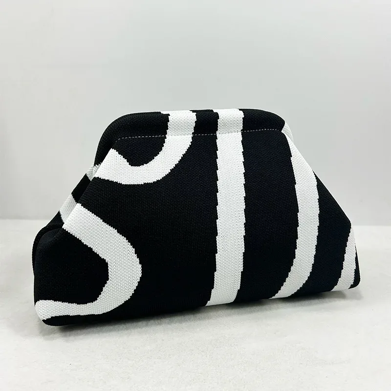 sac à main d'été pour la plage, sacs à main en crochet tissé pour femmes, sacs à main en tricot, pochette plissée, sac nuage mignon décontracté, sac colorblock