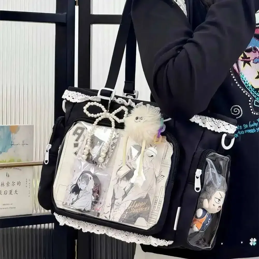 y2k mignon japonais ins ita sac lolita fille fourre-tout transparent sac à bandoulière grande capacité sac à bandoulière décontracté bricolage affichage sacs à main