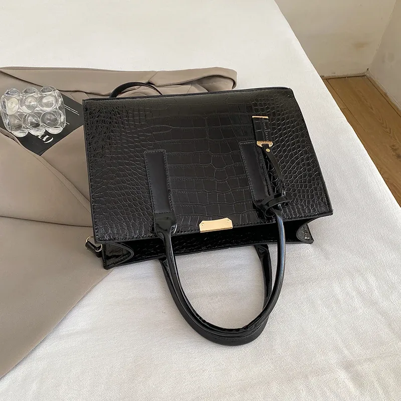 sac à bandoulière crocodile en cuir verni pour femmes, sacoche de bonne qualité pour dames