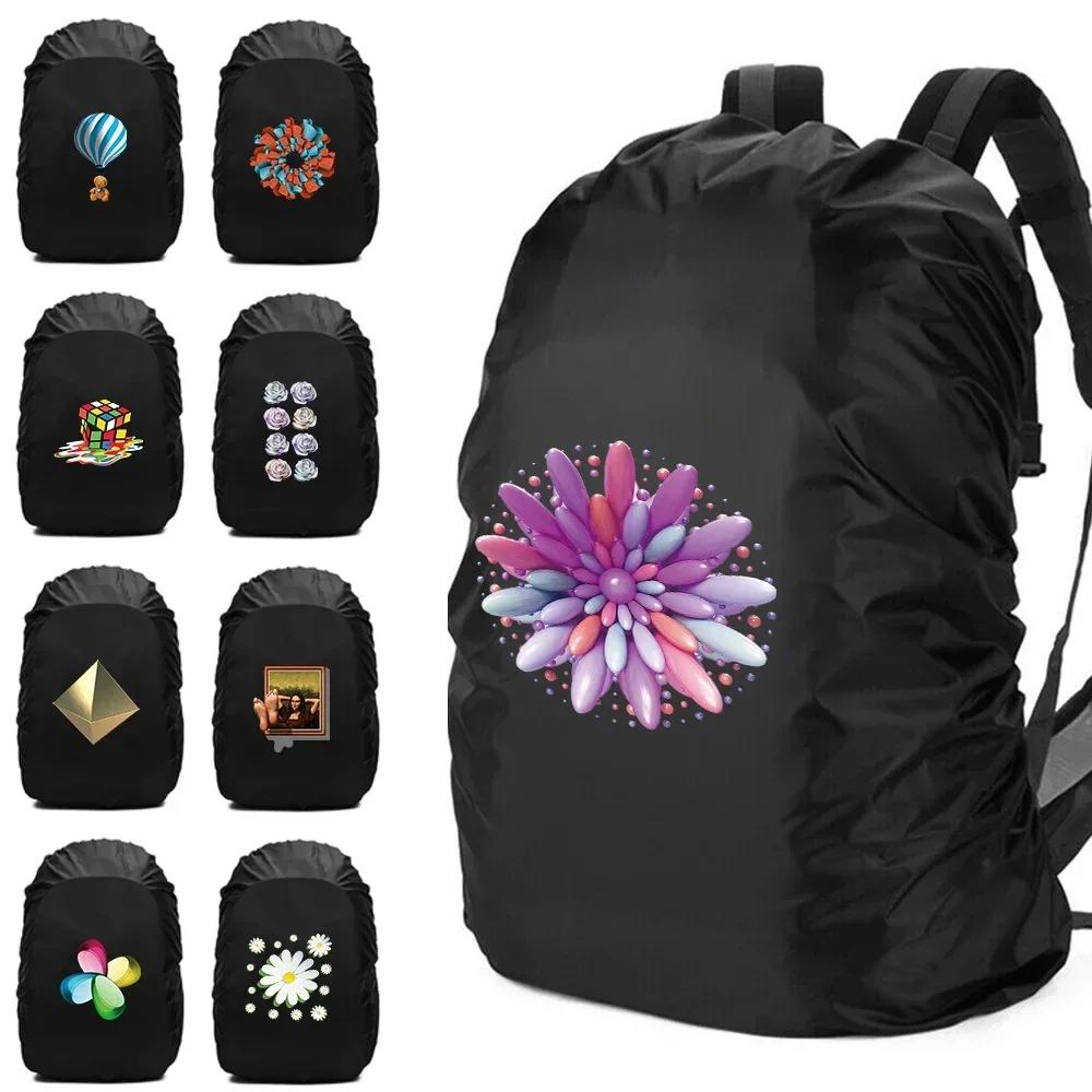 housse de pluie imperméable pour sac à dos, accessoires de voyage, motif 3d imprimé, portable pour l'extérieur, 20l-70l, pour randonnée et escalade
