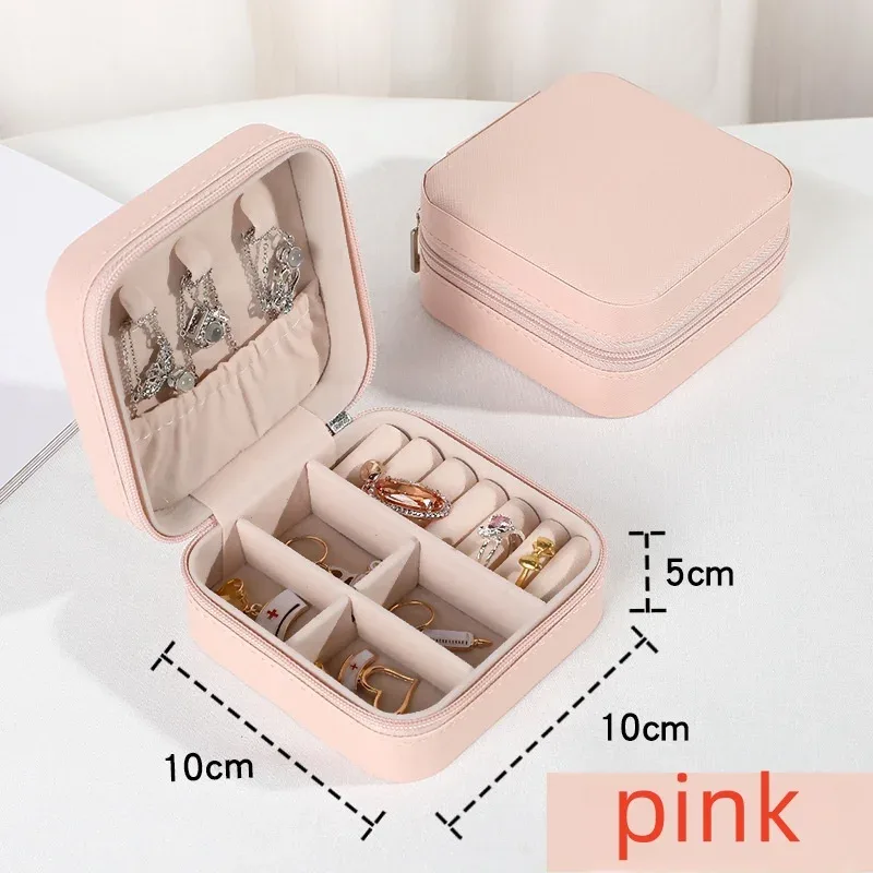 mini boîte de rangement pour bijoux, portable, pour voyages en famille, boîte de rangement pour boucles d'oreilles et colliers, organisateur de bagues pour femmes, boîte de présentation en cuir pu