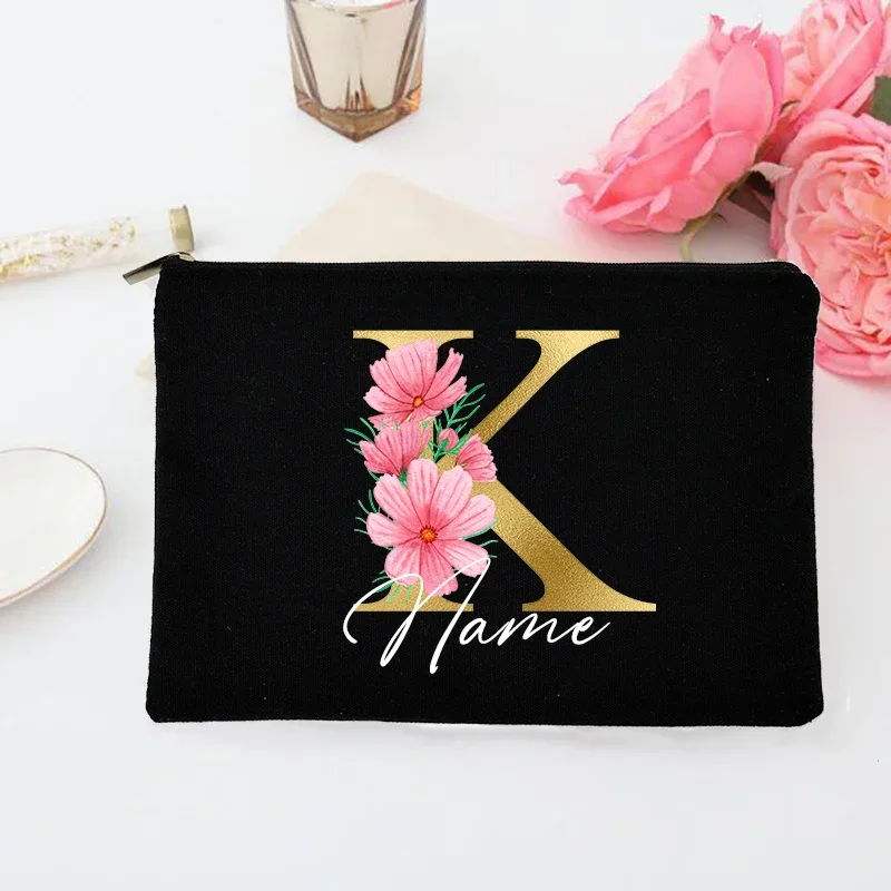 pochette de maquillage personnalisée avec initiales et nom, trousse de toilette de mariée, pochette de toilette monogramme, cadeaux de mariage pour demoiselle d'honneur