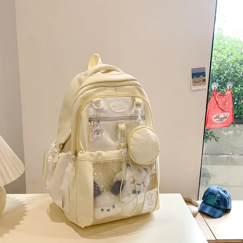 sac à dos d'école en nylon mignon pour fille et adolescente cartable multi-poches kawaii pour livre et ordinateur portable