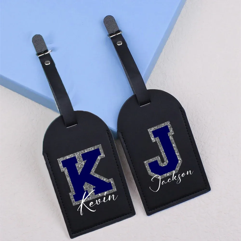 étiquette de bagage monogramme personnalisée avec nom initial, étiquettes de bagage en cuir pour valise, étiquette de sac de voyage, étiquette de mariage, meilleur cadeau pour homme