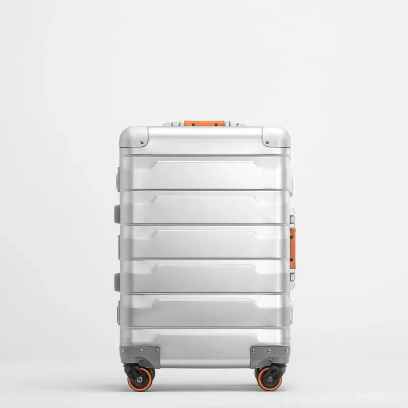 bagages de voyage tout en aluminium pour hommes et femmes, roue universelle, boîte en métal à la mode, bagages d'affaires, valise à roulettes, 20/24 pouces, nouveau