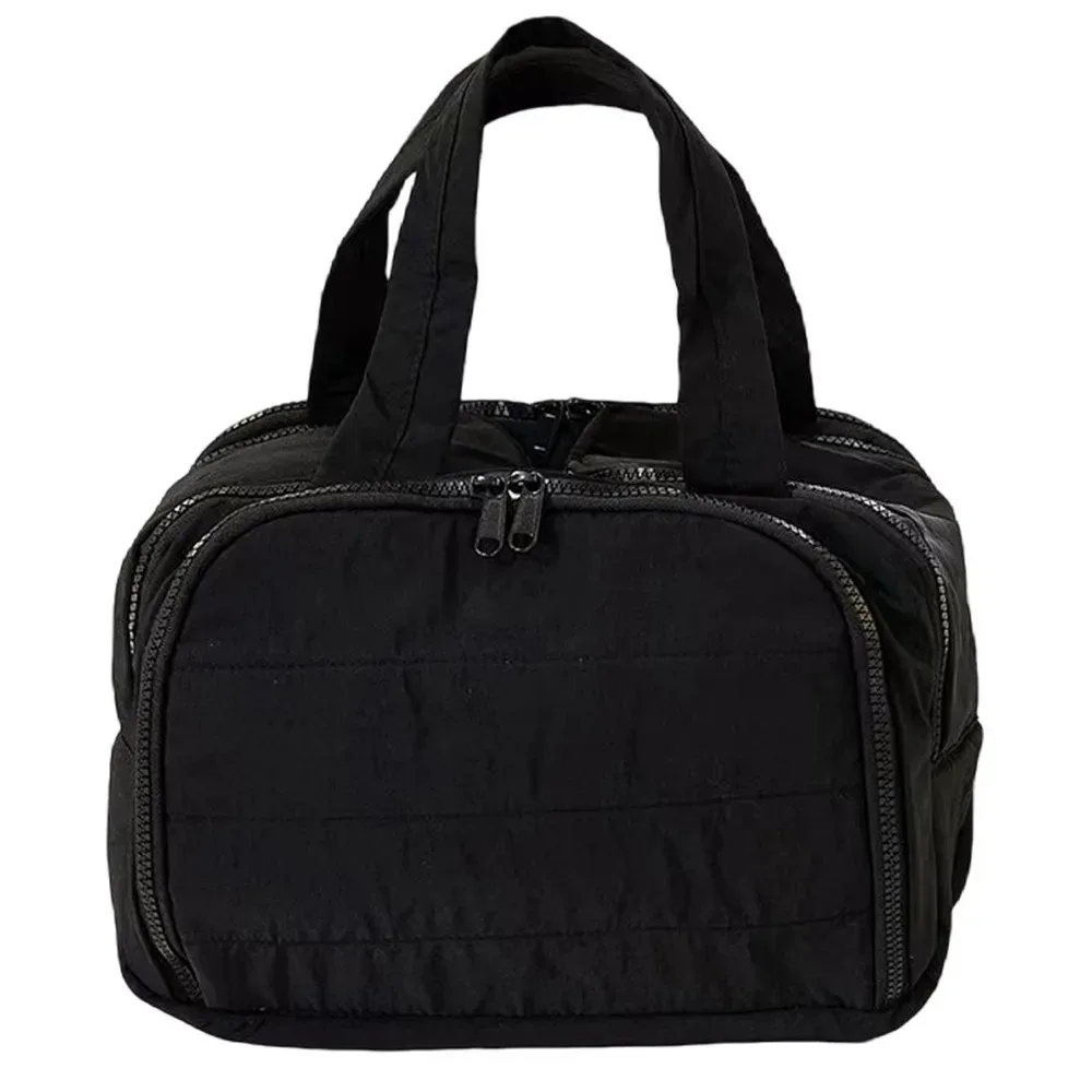 sac à main cosmétique design multi-poches, double face ouvert, poignée confortable, trousse de toilette de voyage, accès facile, séparé, sec et humide