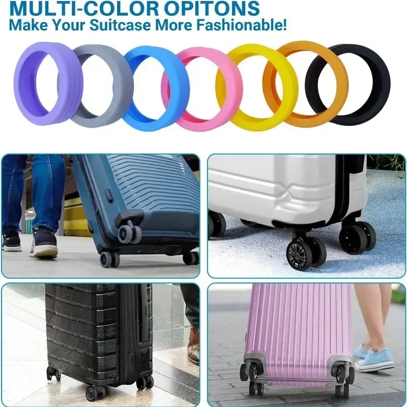 protecteurs roues bagage silicone couleur variée bébé rose doré beige bleu noir conception voyage maintenance roues bagages
