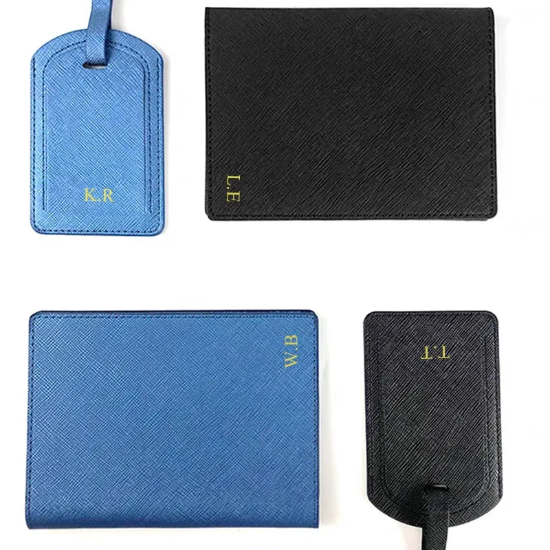 porte-passeport de luxe simple en cuir pu avec logo personnalisé, étiquette de bagage, accessoires de voyage essentiels, cadeau de mariage