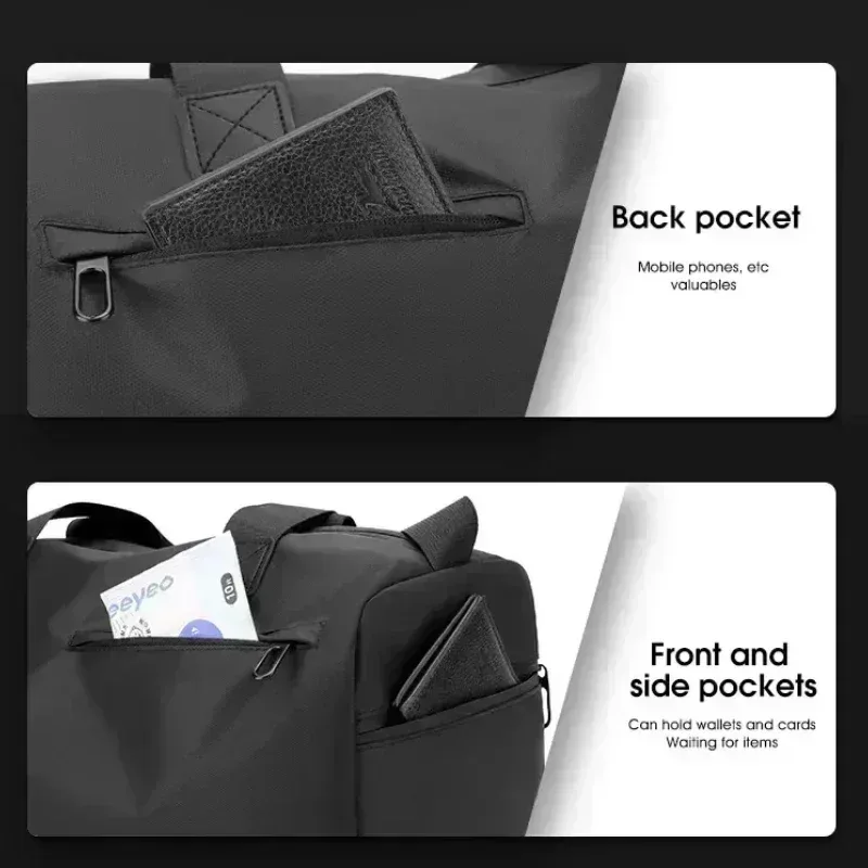 sacs de voyage oxford de grande capacité à fermeture éclair, sacs de fitness solides en tissu épais, bagages étanches de grande capacité, sacs de sport