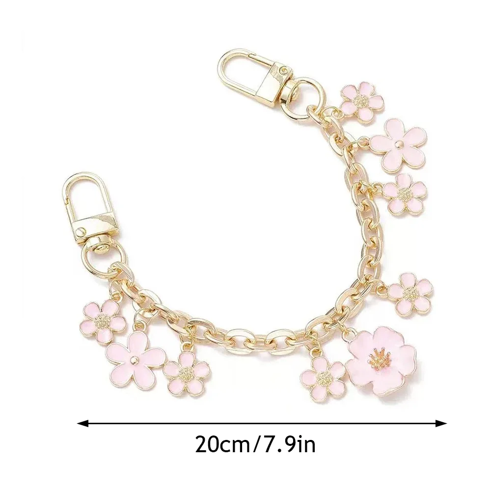sac en fleurs de cerisier, pendentif, chaîne, nœud en forme de cœur, émail, breloque pour téléphone, chaîne, sangle d'extension, accessoires de sac à bandoulière