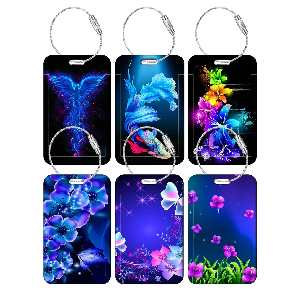 promotion étiquette de bagage professionnelle à motifs floraux artistiques pour voyage, pour femmes et hommes, étiquette d'adresse pour valise, étiquette nominative pour bagage de cabine, durable