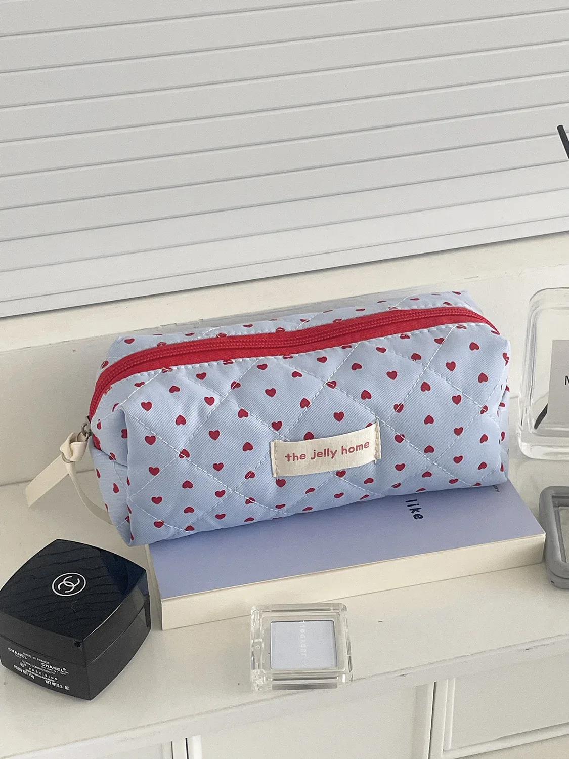 pochette à maquillage en forme de cœur, trousse de toilette portable grande capacité, nouveau style tendance et élégant