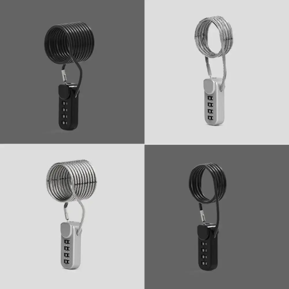 cadenas portable à code à 4 chiffres avec câble antivol à ressort, serrure à câble en acier, cadenas à mot de 