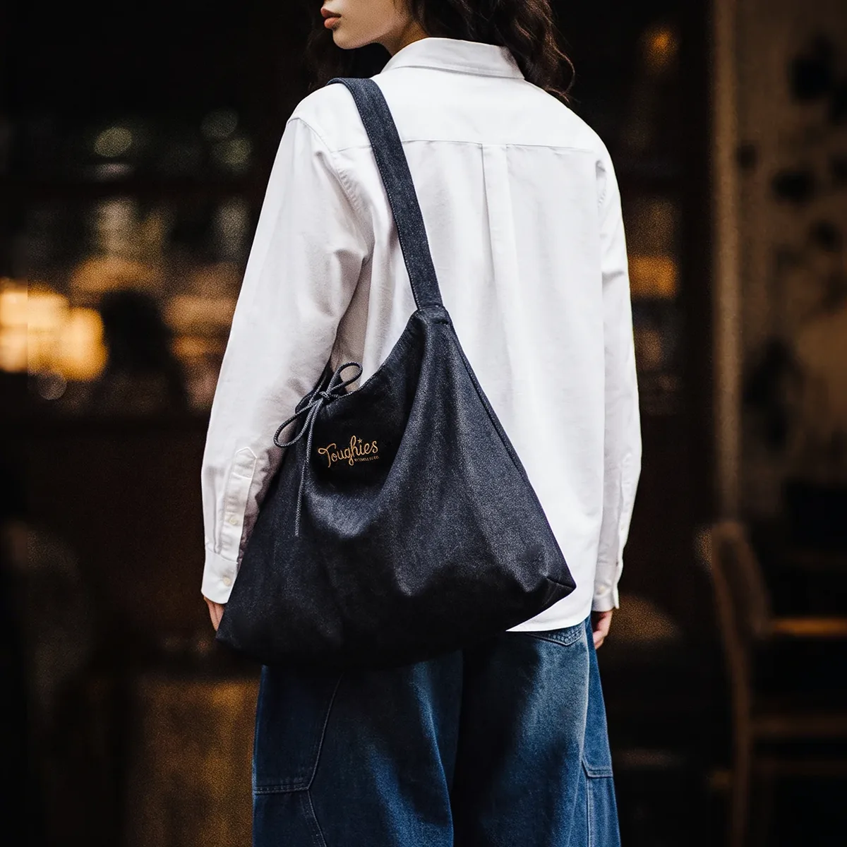 sac fourre-tout en jean vintage pour femme maden, sac à bandoulière brodé, sac à main réversible, grande capacité, style décontracté rétro y2k