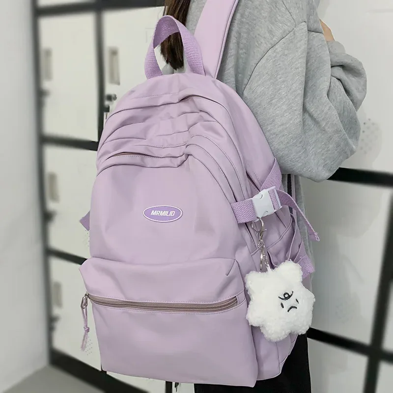 sac à dos de voyage étanche pour filles, violet, en nylon, pour ordinateur portable, livre, tendance, mignon, pour université, nouvelle collection