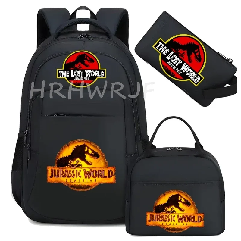 sac à dos jurassic world park, sac à dos de voyage camouflage dinosaure avec sacs à lunch, sacs d'école pour ordinateur portable pour femmes et hommes, 3 pièces