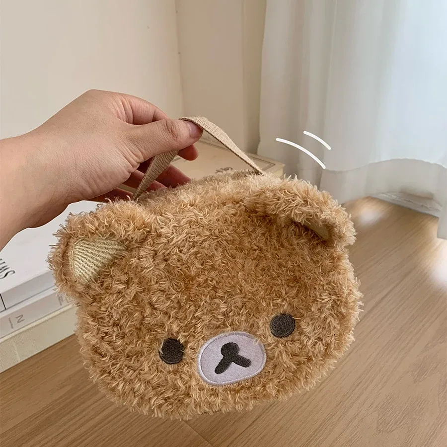 nouveauté 2026 : trousse de maquillage en peluche ours anime relaxant, pochette cosmétique, pochette de rangement pour bijoux femme, organisateur pour filles, sacs à main, cadeau, meilleures ventes