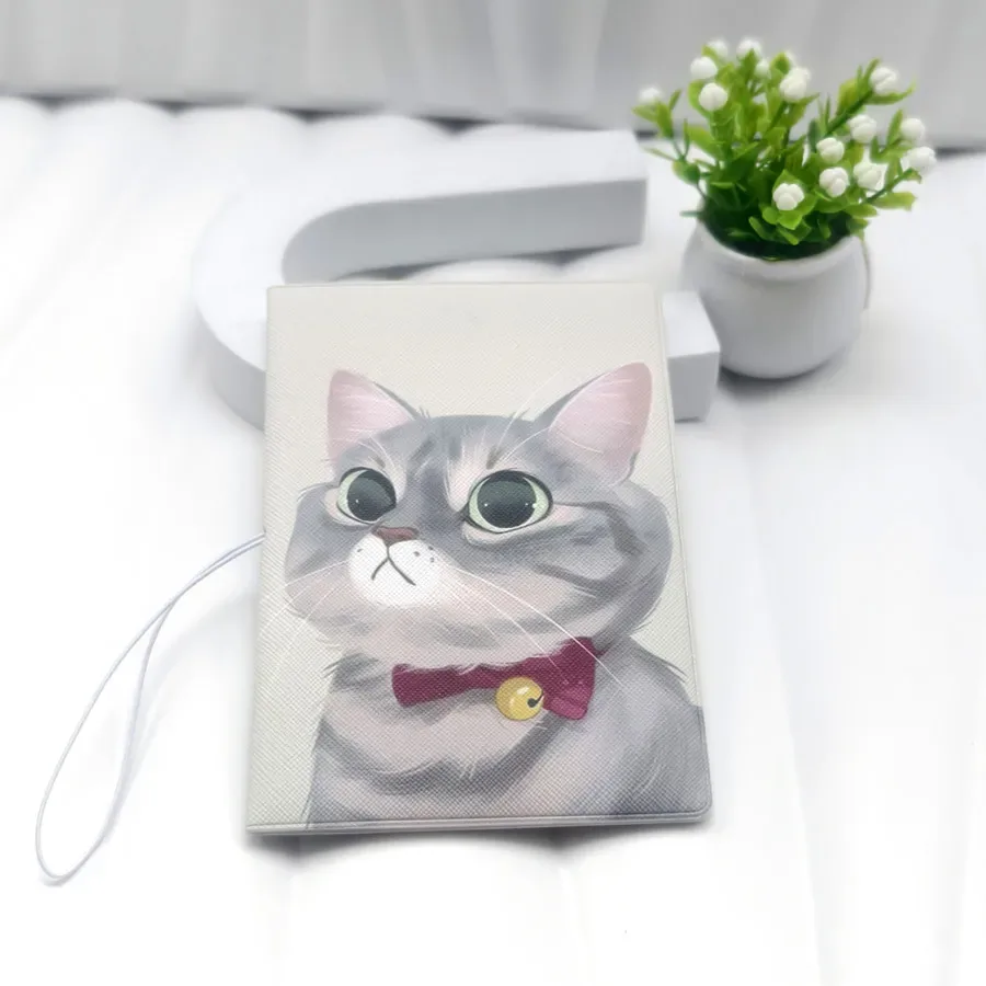 sac de passeport multifonctionnel chat mignon, clip de passeport de voyage imprimé, étui de protection pour documents en pu, housse, accessoires de voyage