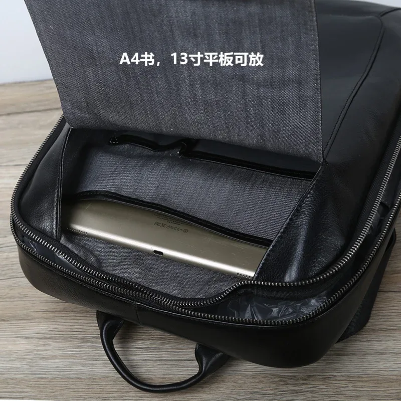 nzpj-sac à dos en cuir de vachette naturel pour homme, sac d'ordinateur décontracté, sac d'école rétro haute capacité, sac chimmen pour ordinateur portable 15.6"