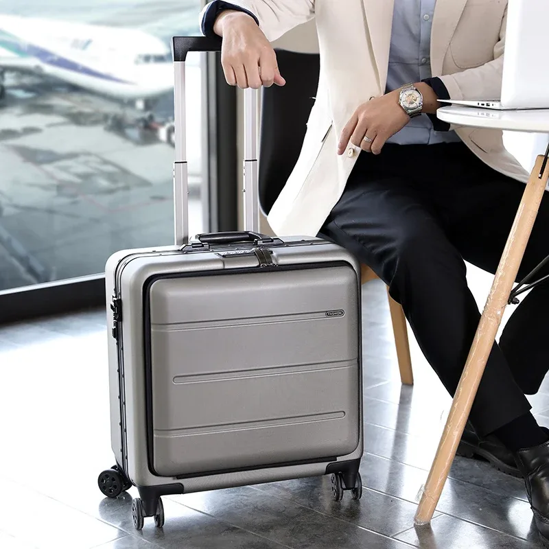 valise pc roulettes toupies gris bleu argent unisexe voyage affaires travels suitcase trolley bagage