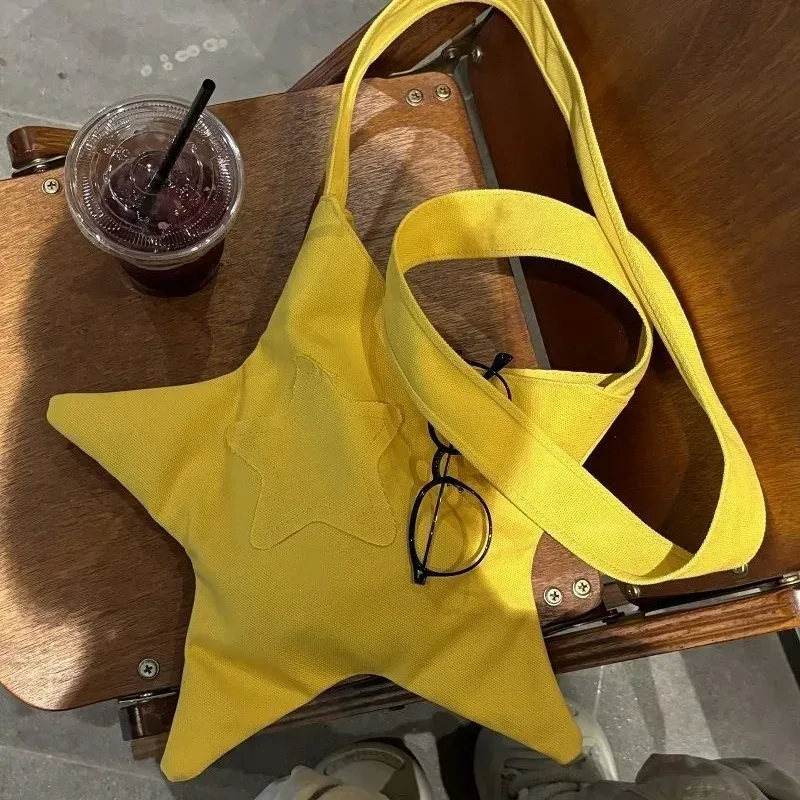 Sac fourre-tout en forme d'étoile pour femmes, sac à bandoulière décontracté et mignon en polyester doux, sac à main esthétique streetwear Harajuku multi-usage