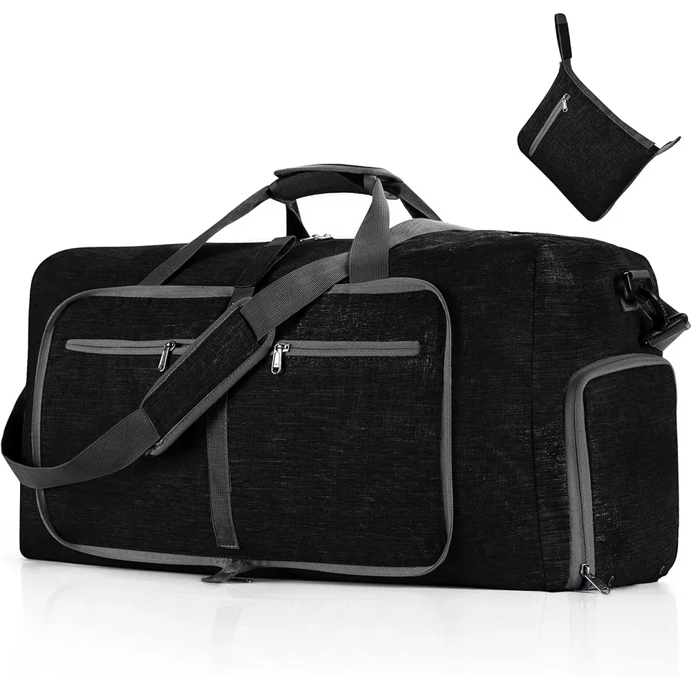 Sac de voyage pliable pour homme 65L, sac de sport de voyage d'extérieur avec compartiment à chaussures, sac de nuit pour homme et femme, sac à main