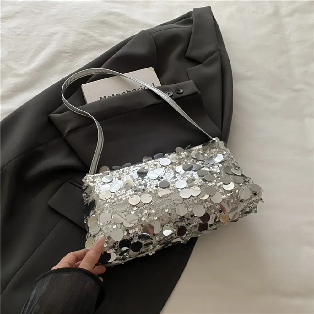 sacs à bandoulière légers à paillettes pour femmes, couleur unie, grande capacité, sac de soirée, sac fourre-tout pour femmes