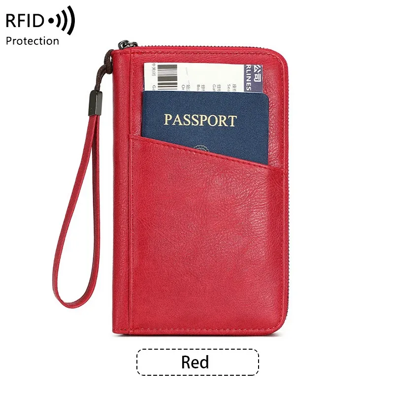 nouveau portefeuille à clip pour passeport de voyage pour femmes et hommes, porte-cartes multifonctionnel en cuir pu rfid, portefeuilles antivol, sac de rangement