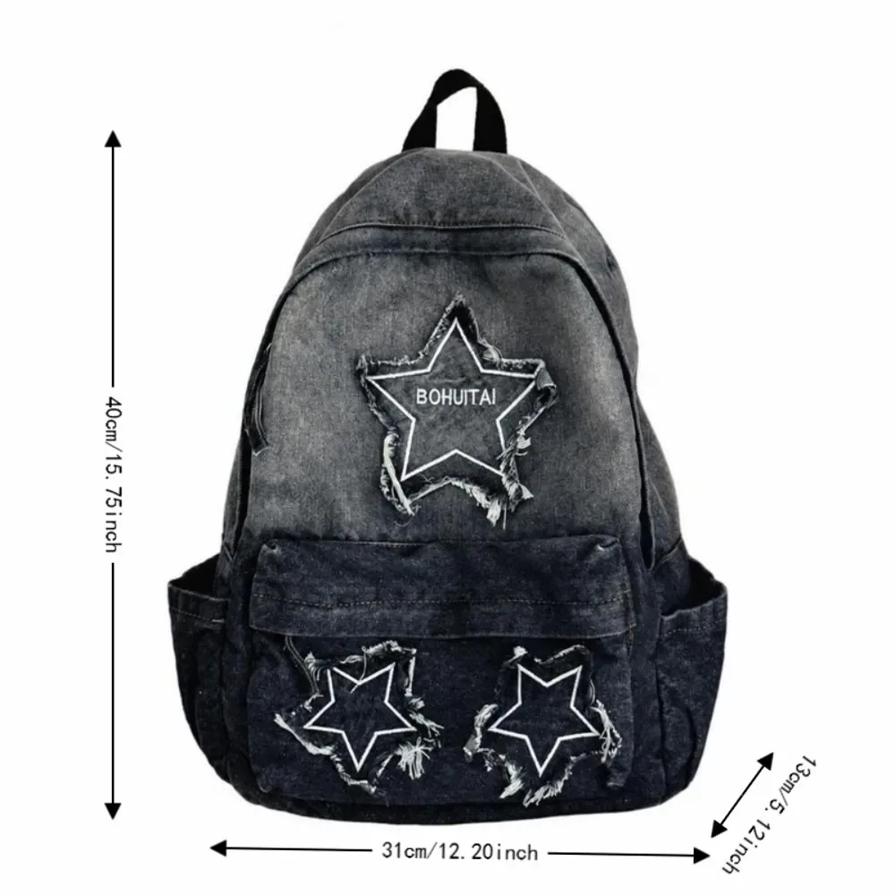 sacs à dos en jean de grande capacité, matériau en jean, structure multi-poches, sac de voyage, sac d'école multifonctionnel pour adolescentes