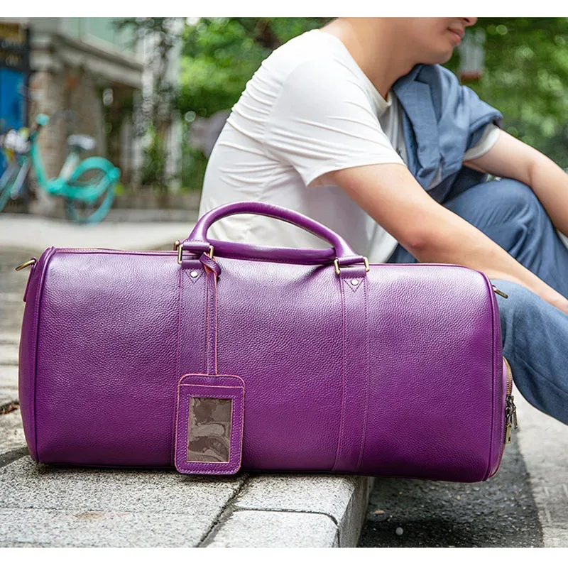 sacs de voyage en cuir véritable pour hommes et femmes, cuir de vachette noir doux, sac décontracté, haute qualité, initié, grande capacité