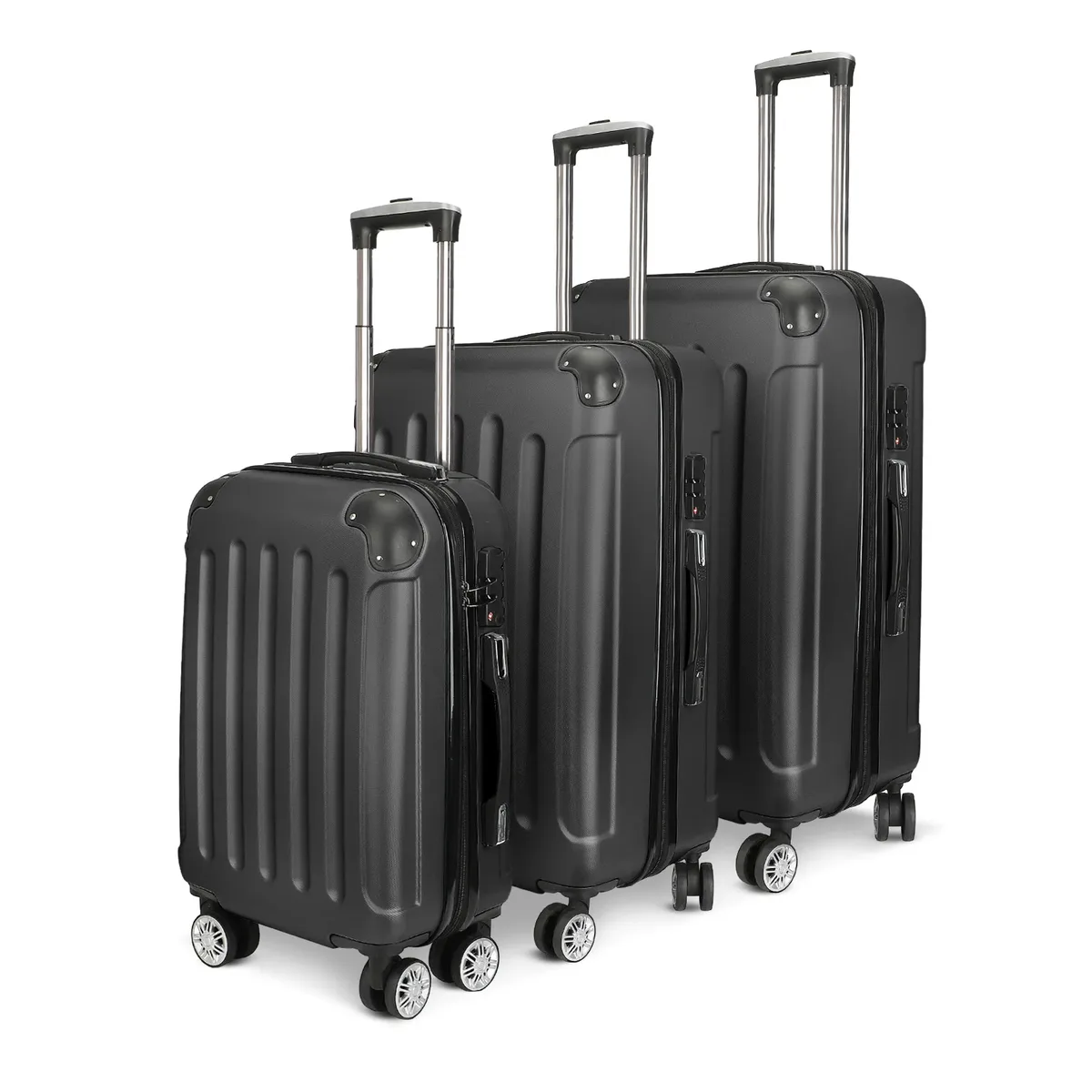 superaly ensemble de 3 valises rigides avec 4 roues universelles et serrure de sécurité, valise de voyage en abs, valise trolley