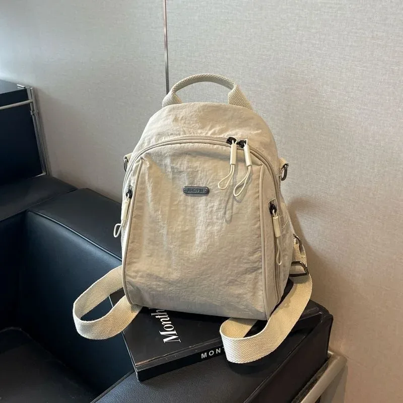 sac à dos mini léger en nylon pour femmes, sac à bandoulière convertible, multi-poches, sac de voyage décontracté pour la journée
