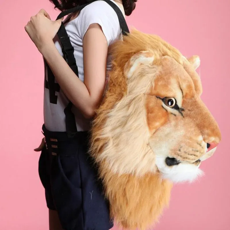 sac dos tissu coton tête tigre motifs pelage orange noir peluche expressive usage étudiant voyage