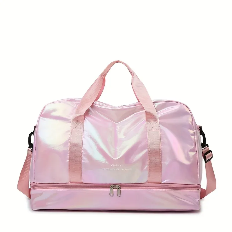 sac polochon de voyage holographique de grande capacité, fourre-tout léger en nylon pour week-end, pour sport, voyages de nuit
