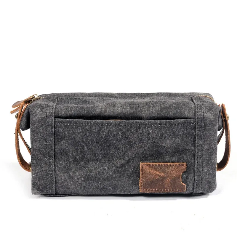 trousse de toilette portable pour voyages d'affaires, petite trousse de rangement en toile cirée pour femmes, trousse de maquillage imperméable pour hommes