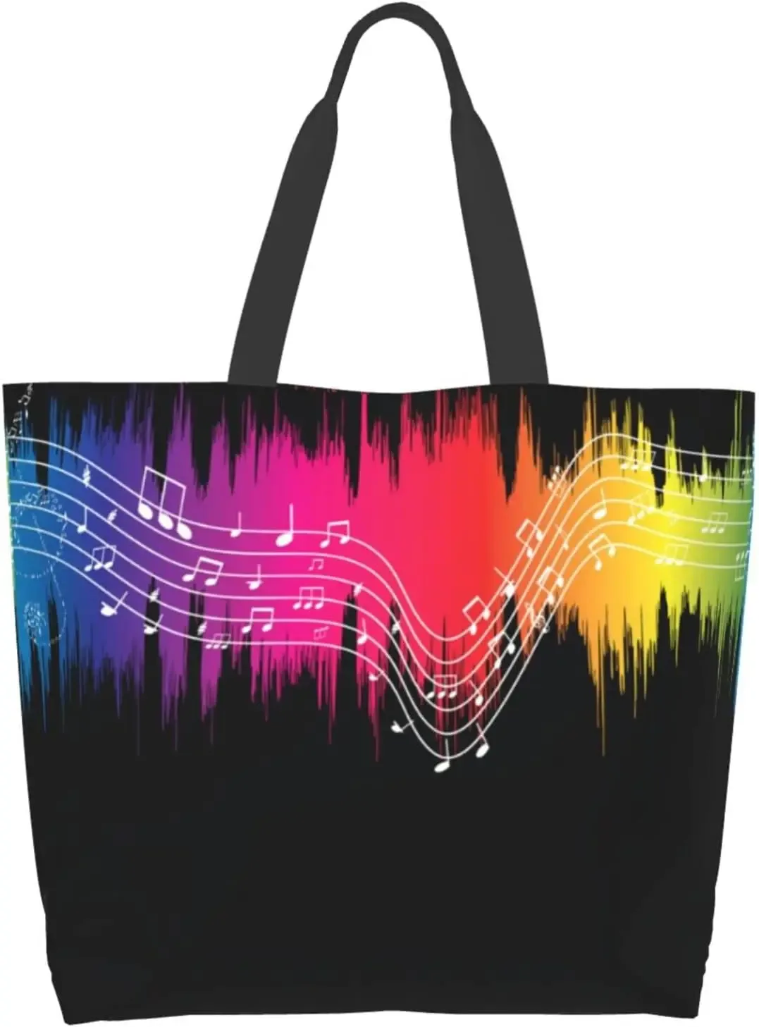 grand sac fourre-tout réutilisable pour femme, sac à main décontracté, sac d'épicerie polyvalent, travail en plein air, marche, notes de musique
