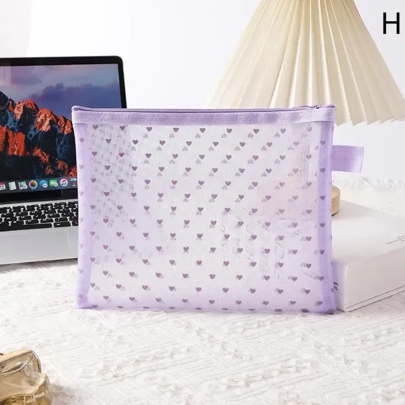 sac de maquillage en maille transparente en forme de cœur, pochette de rangement multifonction portable pour femmes, pochette de toilette pour dames, sacs organisateurs de rouge à lèvres